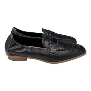 CLARK’S Lyrical Way Black Leather Perforated Slip On Loafers Size 8